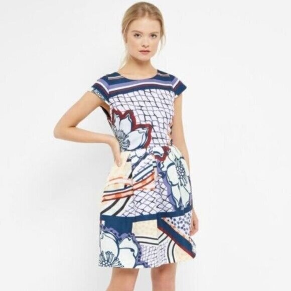 BNWT Ted Baker London Tribal WRENNIE Print Cap Sleeve Dress - Picture 4 of 12